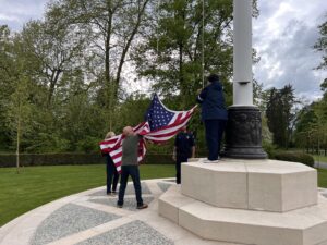 Participating in flag lowering ceremonies is often part of our battlefield tour schedule