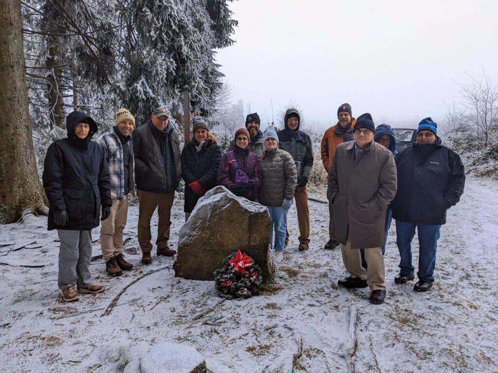 Battle of the Bulge Tour Participants at the point where the advancing German forces first met soldiers of the 99th Infantry Division 