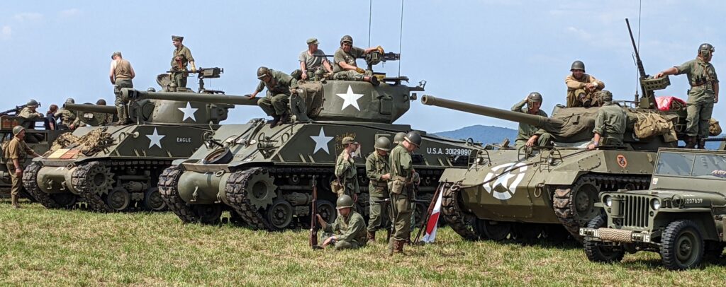 Vehicles and reeanactors at the WW2 American Experience Museum's Military Weekend, July 2022