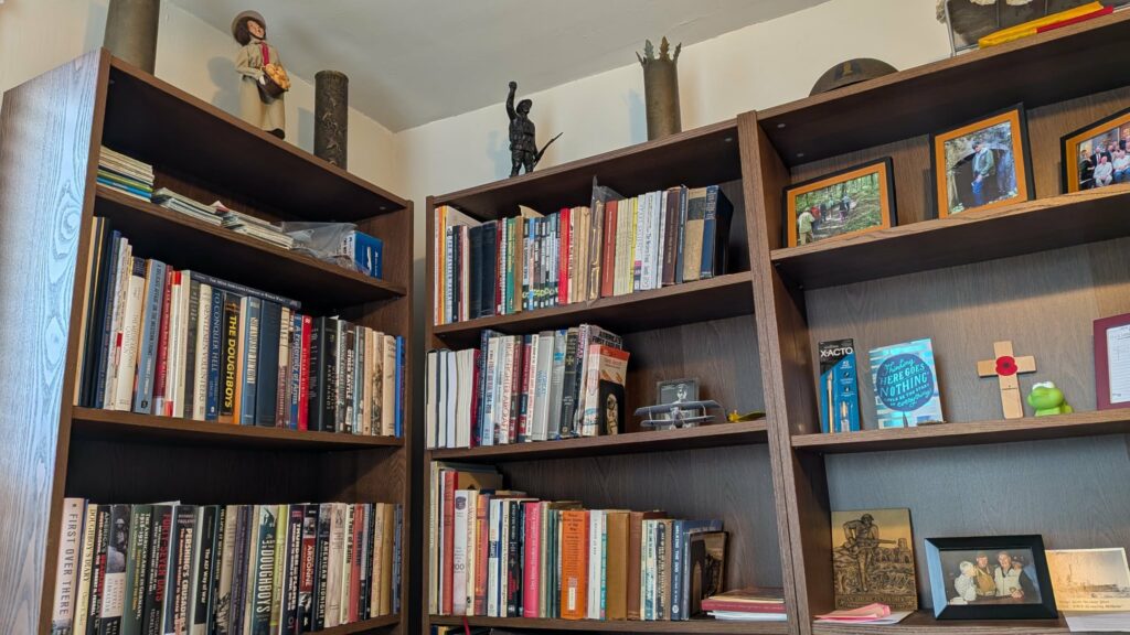 Some of Randy Gaulke's favorite reads and views on his bookshelf.